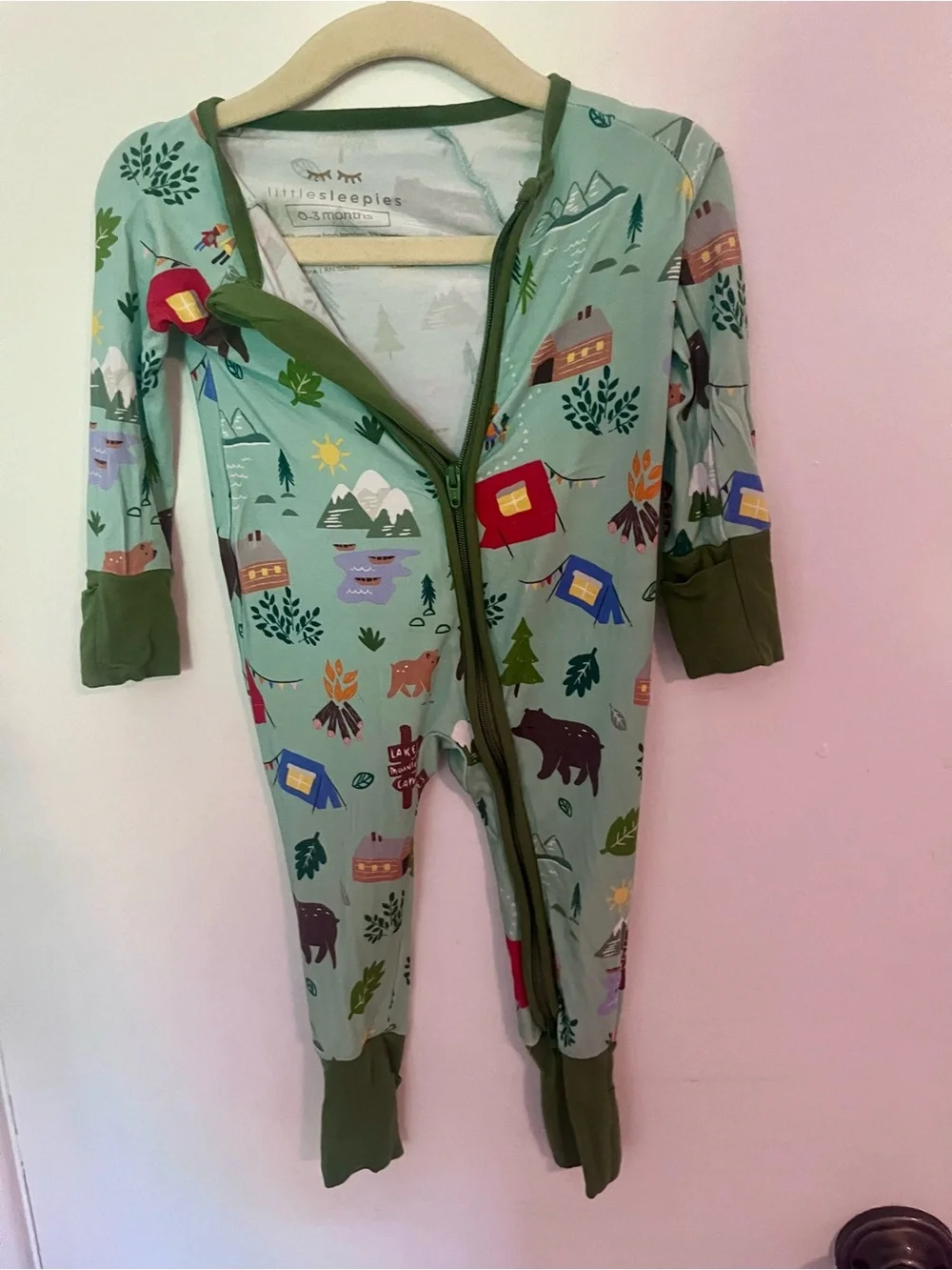 Little Sleepies Happy Camper Zippy 0-3 mo EUC